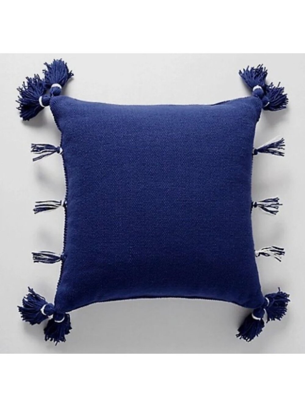 NWT Anthropologie Fabina Tasseled Home Decor Pillow Navy Blue 20 x 20 $88 [jb] - Picture 2 of 8